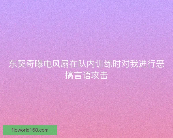 东契奇曝电风扇在队内训练时对我进行恶搞言语攻击